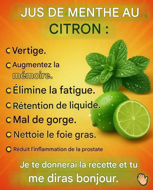 Jus de Menthe au Citron : La Boisson Naturelle Qui Rafraîchit et Fait du Bien à Votre Corps