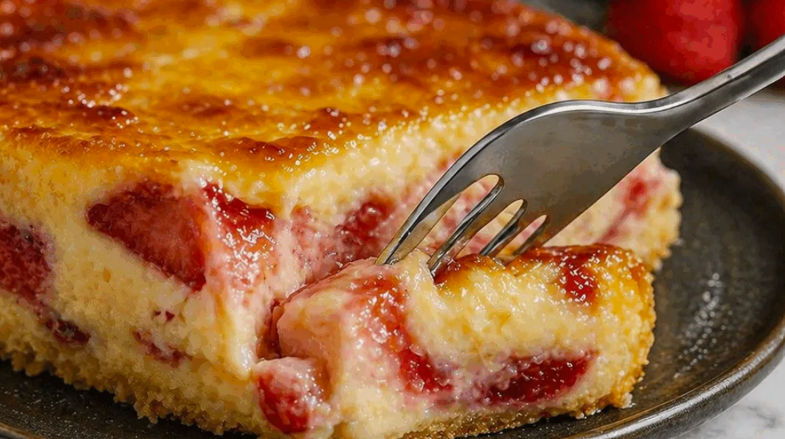 Il ne faut vraiment pas grand-chose : il vous suffit de fraises et ce gâteau sera tellement bon que vous aurez envie d’en refaire un tout de suite, et il ne contient que 160 calories !